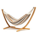 Hängematte mit Holzgestell Baumwolle Beige/Grau
