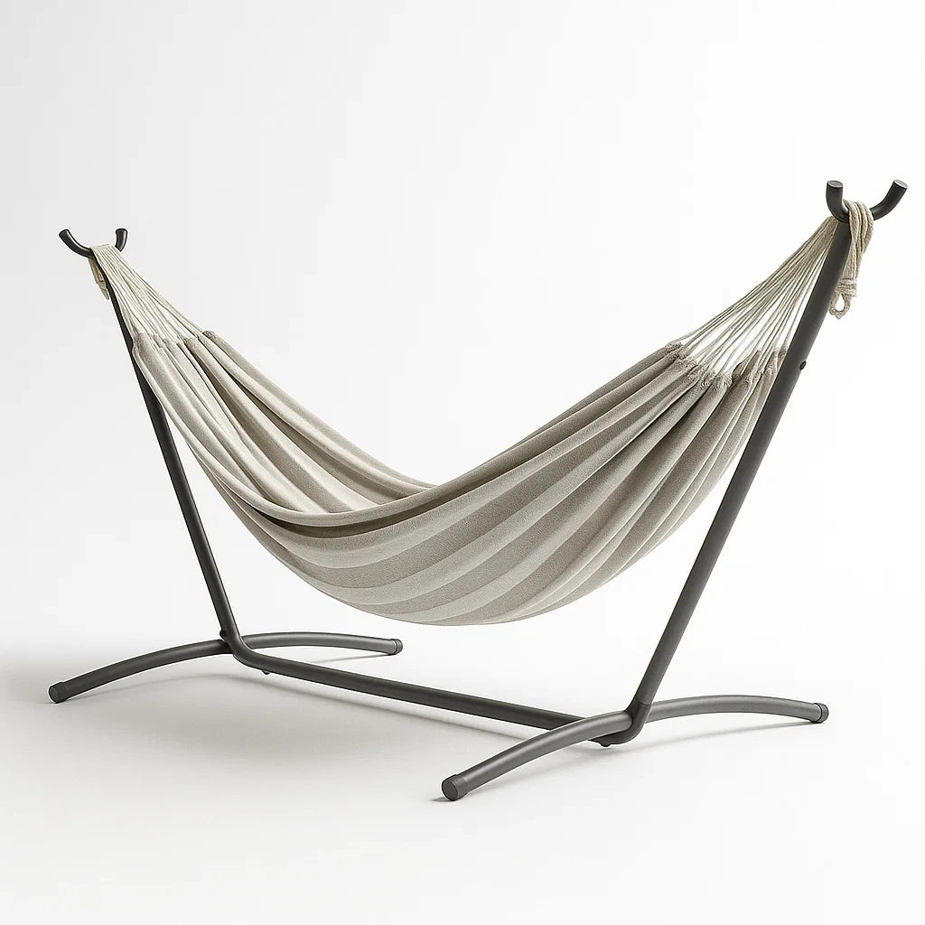 Metallgestell-Hängematte aus Baumwolle-Polyester Beige 200x150cm