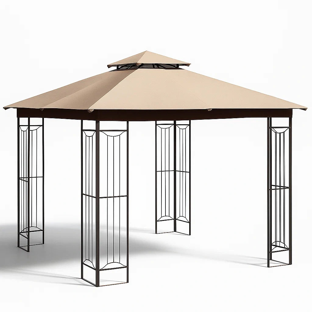Pavillon aus Stahl und Polyester Beige 300x300x270 cm