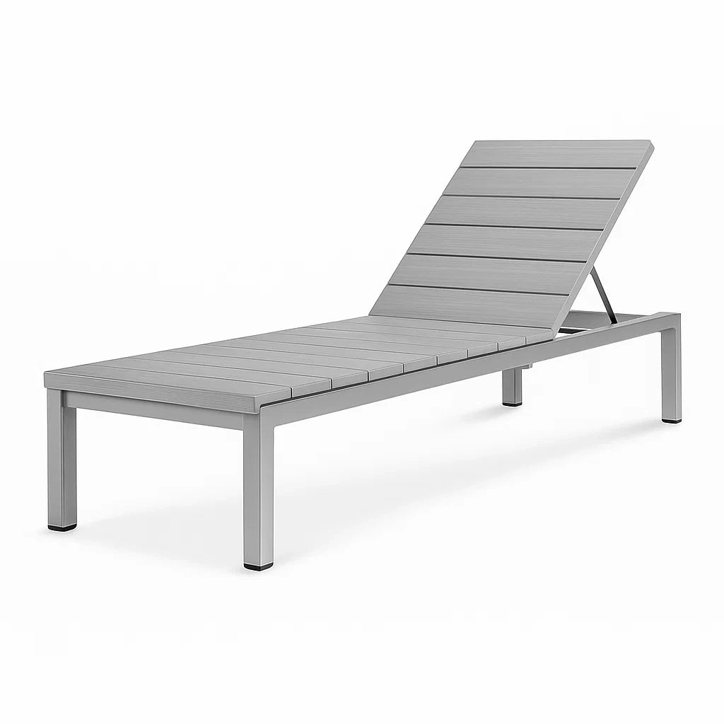 Aluminium Sonnenliege Grau 200cm x 65cm x 35cm