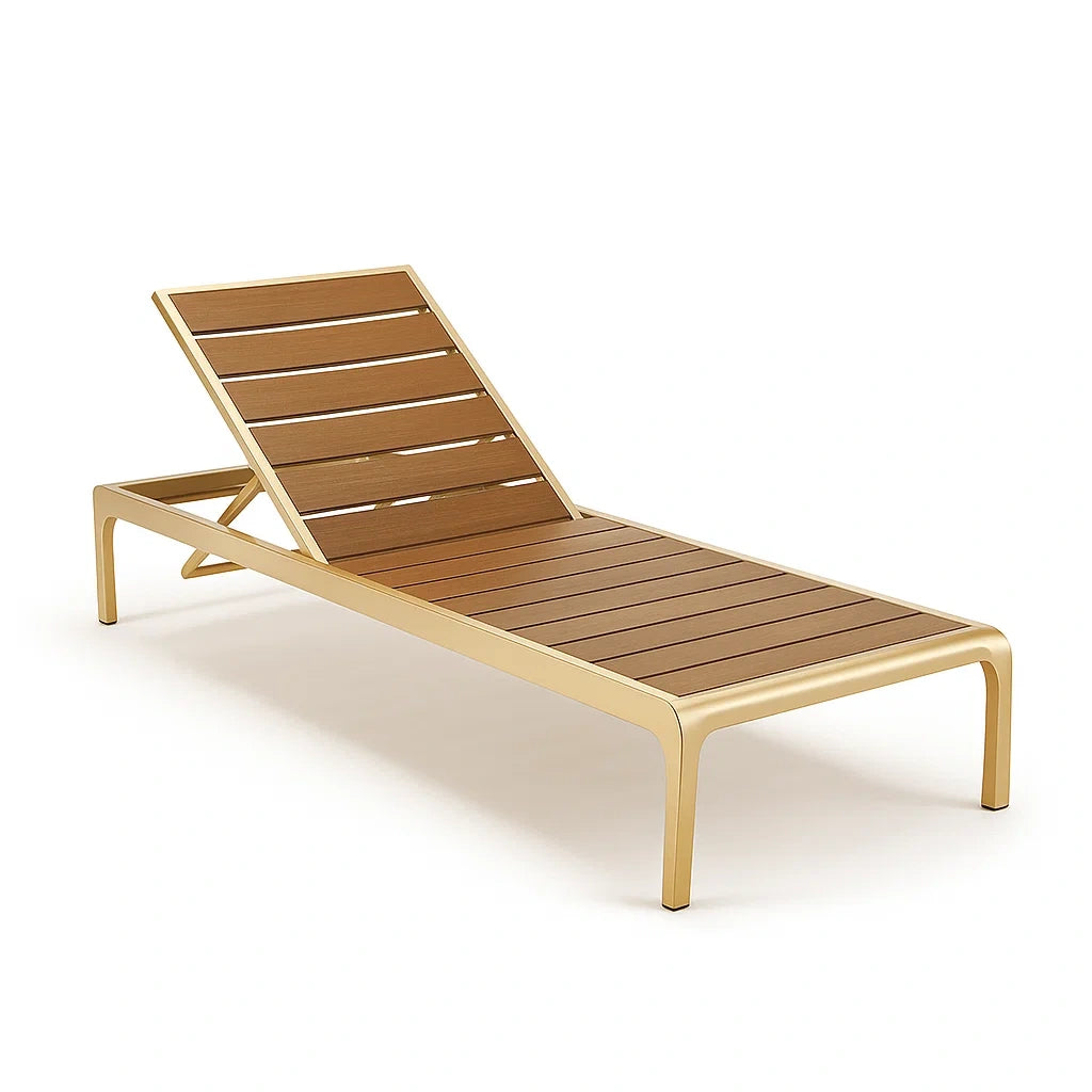 Sonnenliege Aluminium mit Polywood Braun 200x65x35 cm