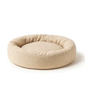 Rundes Haustierbett aus Leinen Beige 80 cm