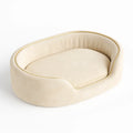 Ovales Haustierbett aus Stoff Beige