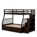 Etagenbett aus Holz mit Treppe und Stauraum, Dunkelbraun