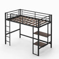 Metall Hochbett Schwarz mit Leiter und Regalen 90x200 cm