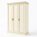Kleiderschrank Holz mit goldenen Details Creme 3 Türen