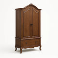 Massivholz Kleiderschrank mit 2 Türen und Schublade Braun