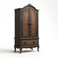 Kleiderschrank Holz Metall Dunkelbraun Schwarz