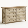 Kommode Holz Beige 8 Schubladen