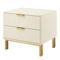 Nachttisch mit 2 Schubladen aus MDF und Metall in Creme 50x40x50 cm