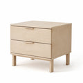 Holz Nachttisch mit 2 Schubladen, Beige