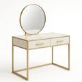 Schminktisch aus Metall mit Spiegel, Beige und Gold
