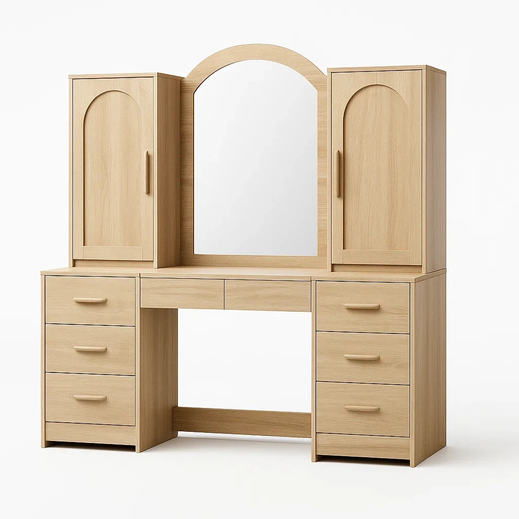 Schminktisch aus MDF mit Spiegel und Eichenfurnier 120 cm