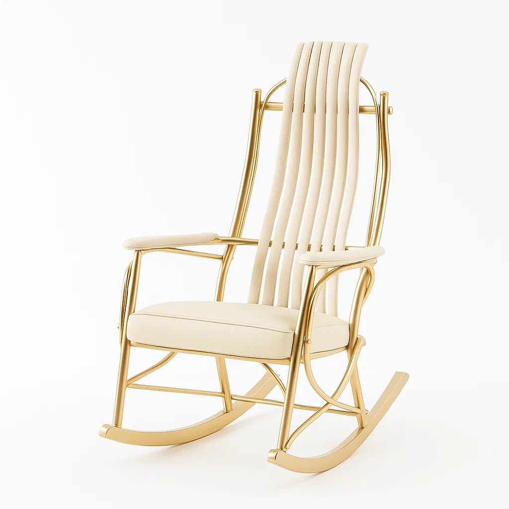 Metall-Schaukelstuhl mit PU-Leder Beige