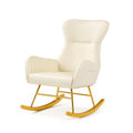 Schaukelstuhl Leder Beige Metall