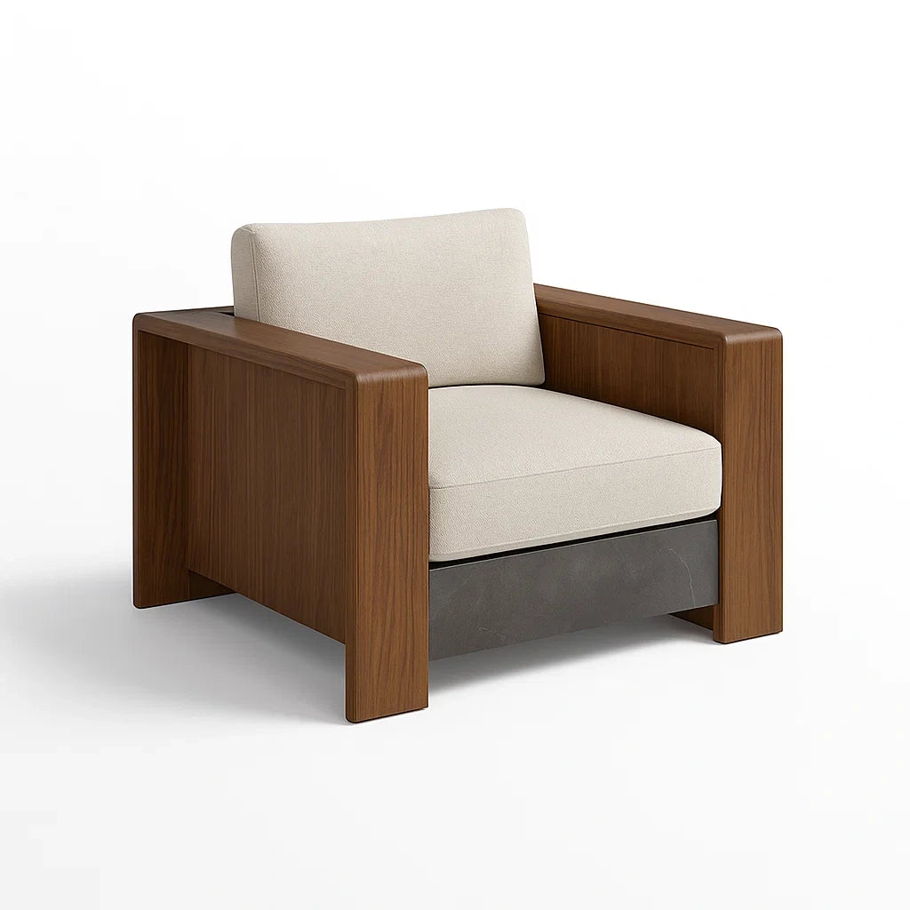 Polstersessel Eichenholz Baumwollstoff Beige