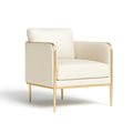 Sessel mit Metallrahmen und PU-Lederbezug, Creme/Gold