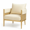 Aluminiumstuhl mit PU-Leder und Rattan Beige