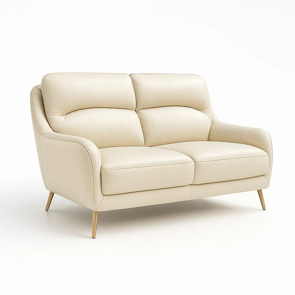 2-Sitzer Sofa Leder Creme 150cm