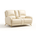 2-Sitzer Sofa aus PU-Leder Creme Metallrahmen 150cm
