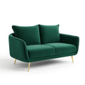Zweisitzer-Sofa Samt Grün Metallbeine