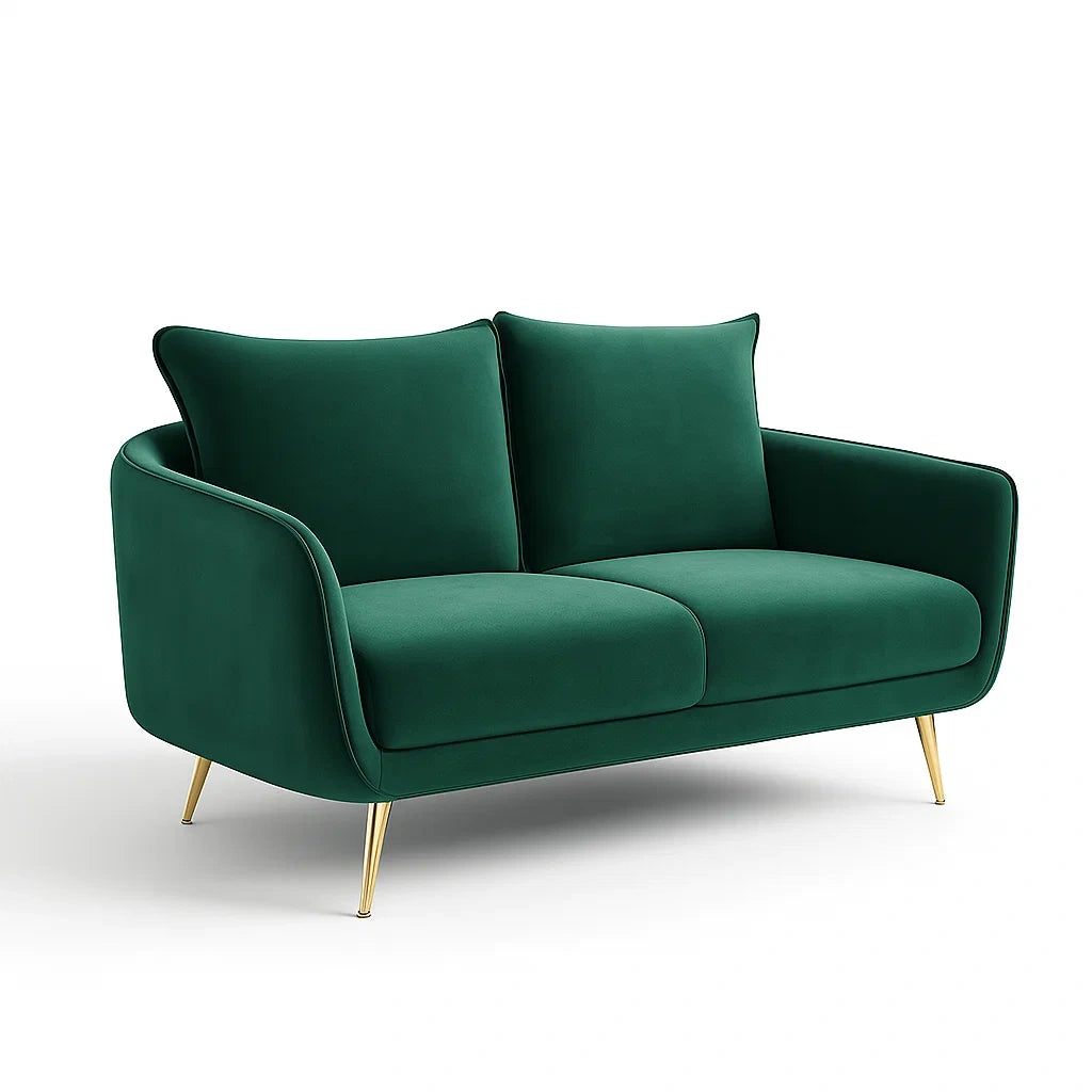 Zweisitzer-Sofa Samt Grün Metallbeine