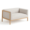 Zweisitzer Sofa Eichenholz und Leinen Beige 140 cm