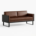Dreisitzer-Sofa aus Kunstleder mit Metallrahmen, Braun