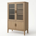 Vitrine aus Eichenholz mit Riffelglas 180cm x 90cm x 40cm