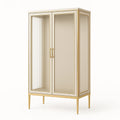 Glasschrank mit Metallrahmen Gold 180cm