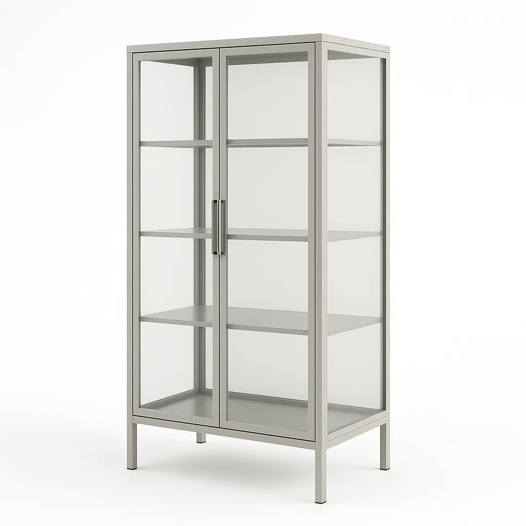 Stahlvitrine mit gehärteten Glastüren