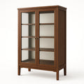 Vitrine Holz Glastüren Sicherheitsglas 4 Einlegeböden Braun 180x90x40 cm