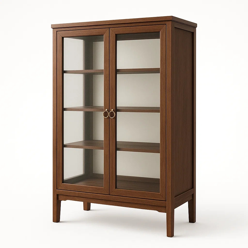 Vitrine Holz Glastüren Sicherheitsglas 4 Einlegeböden Braun 180x90x40 cm