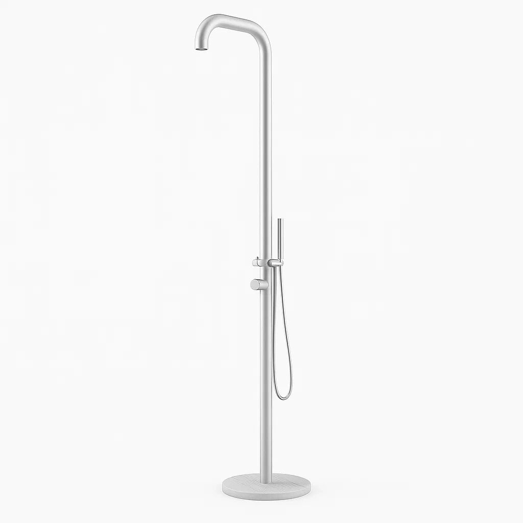 Freistehende Edelstahl-Dusche Gebürstet Silber 210cm