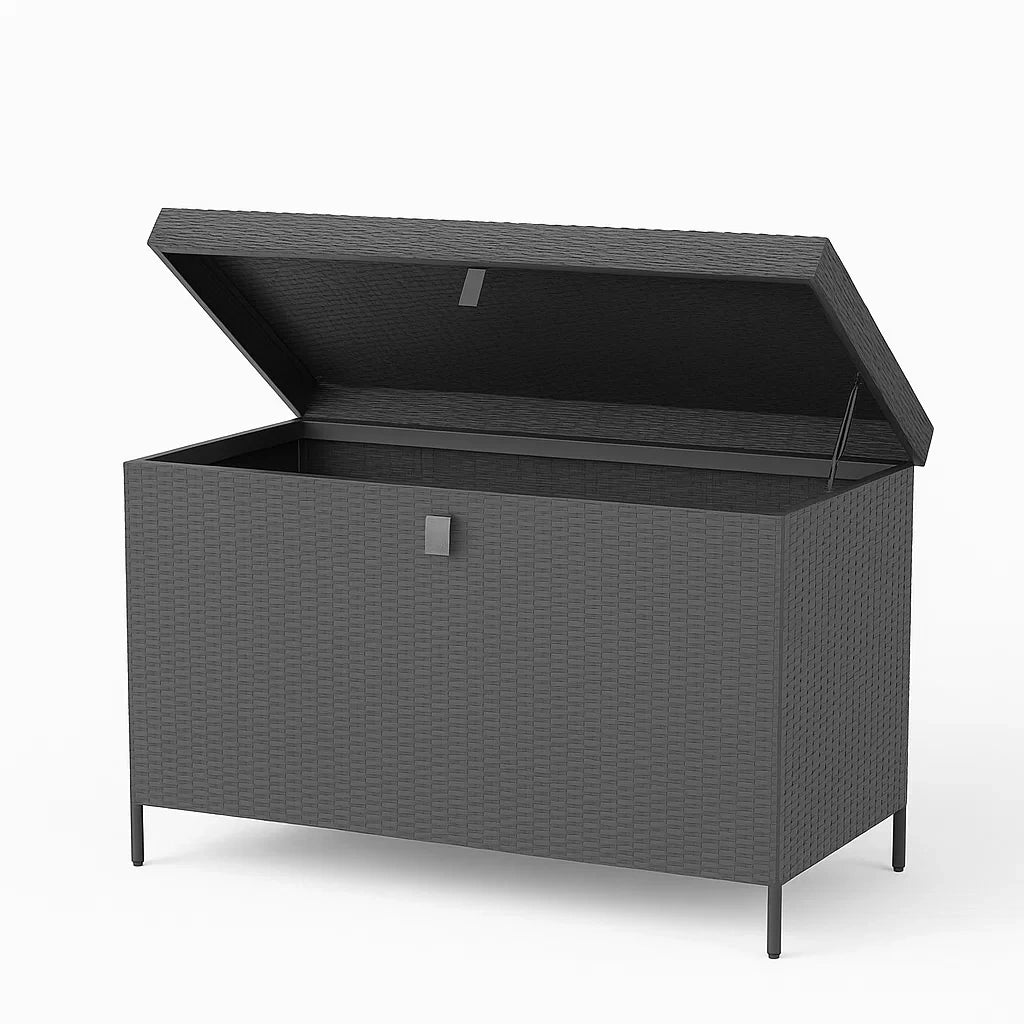 Garten-Aufbewahrungsbox Polyethylen-Rattan Grau 120 cm