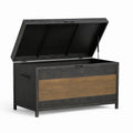 Aufbewahrungstruhe Metall Holz Schwarz/Braun 120x50x60cm