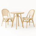 Bistro-Set aus Hartholz mit zwei Stühlen und rundem Tisch, Beige
