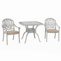 Aluminium Gartenmöbelset in Silber mit Polyester-Kissen in Beige