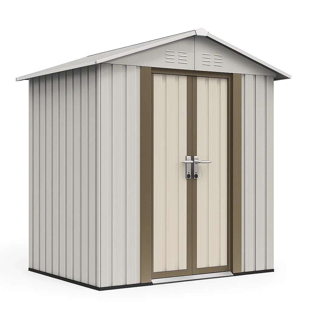 Metallgerätehaus mit Doppeltür Beige/Braun 213x130x185 cm