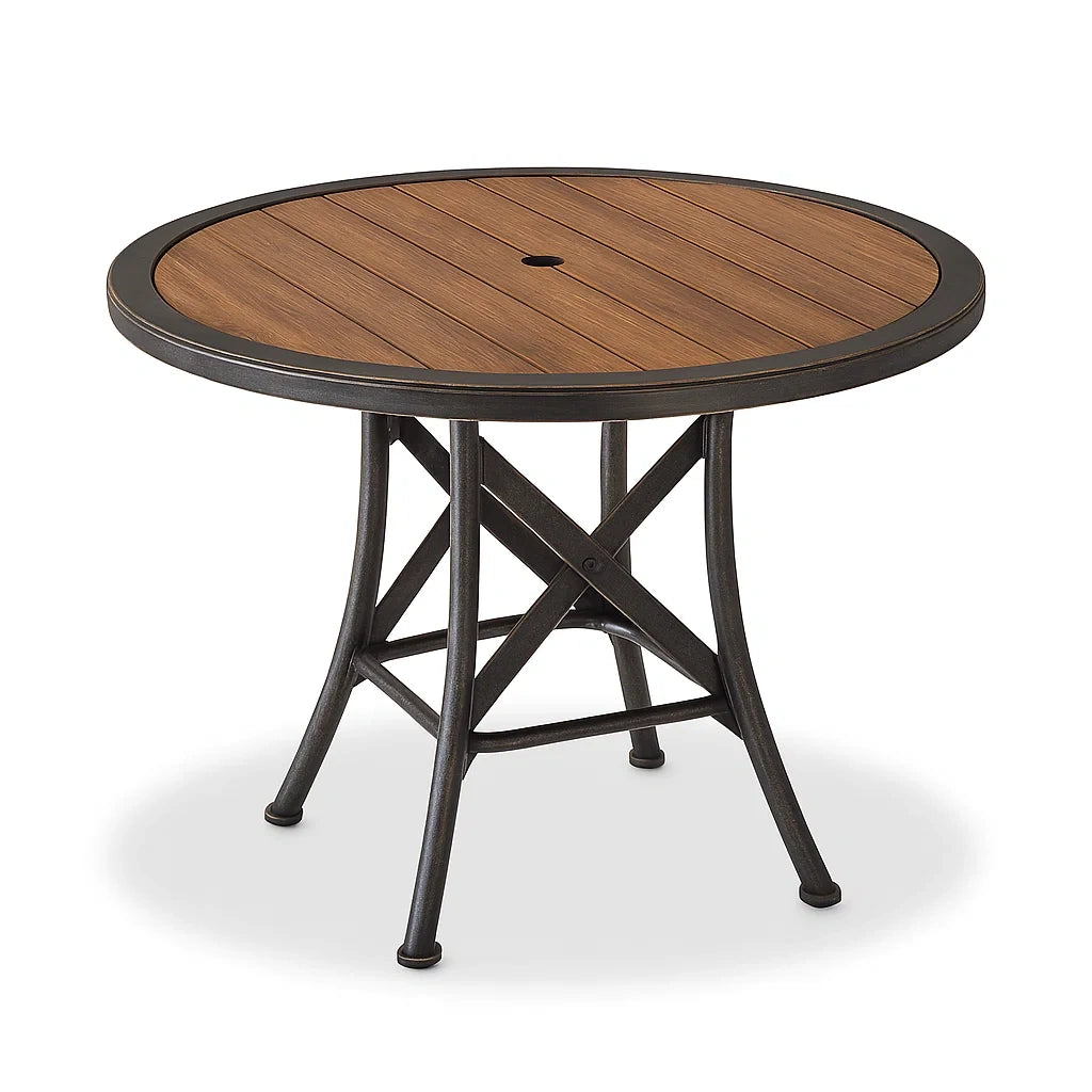 Runder Tisch Aluminium mit Polywood Braun Ø 100 cm